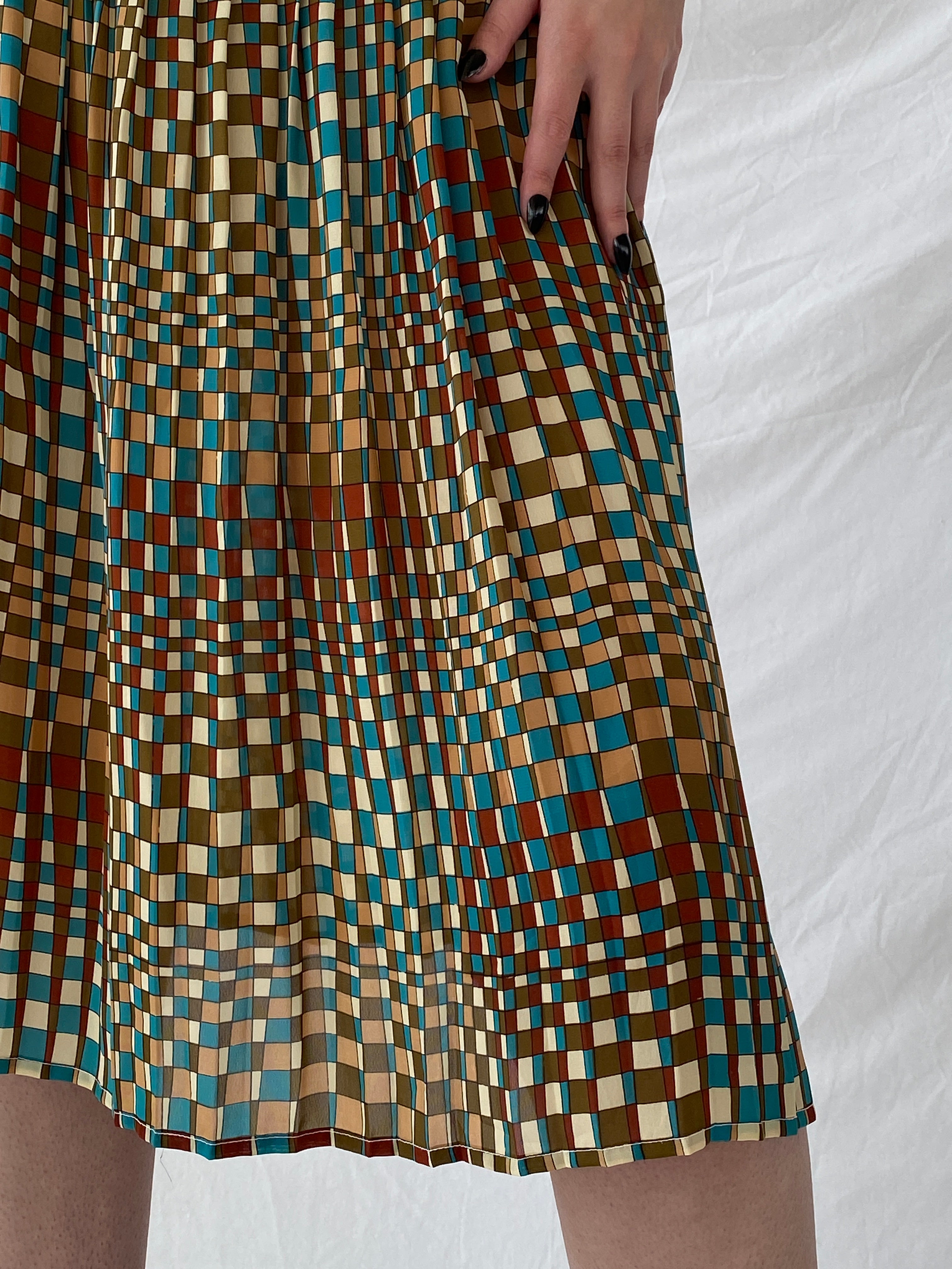 Vintage Handmade Geometric Square Midi Skirt - M