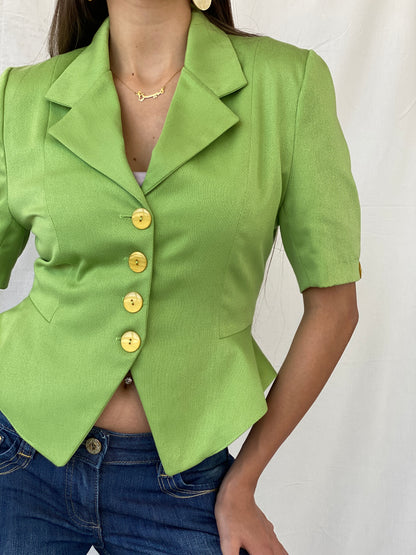 Vintage MCM M Comme Michael Paris Green Half Sleeve Blazer - S