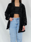 Vintage NYGÅRD Collection Black Velvet & Sheer Women’s Shirt - L