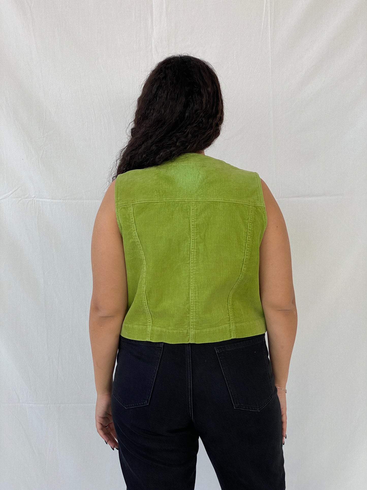 Y2K Hema Green Corduroy Vest - XL