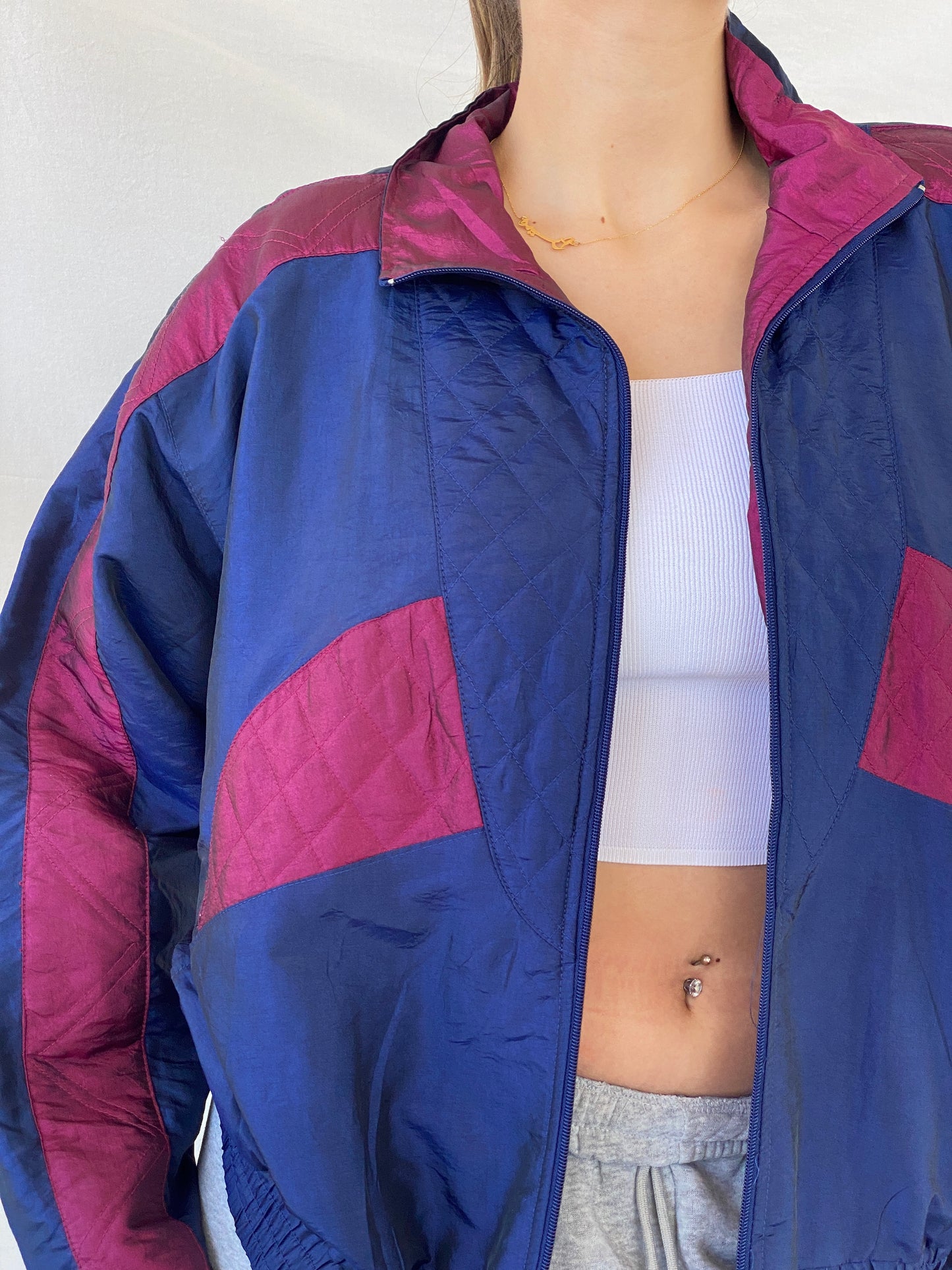 Vintage 80s/90s Sunterra Navy Windbreaker Track Jacket - L