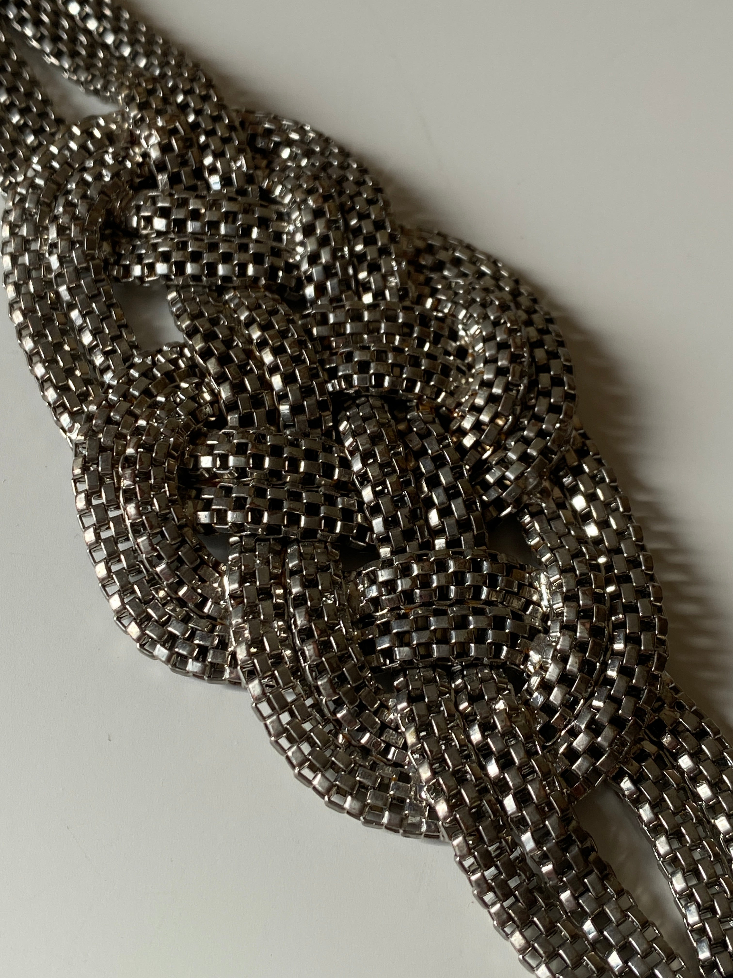 Vintage Silver Tone Multi-Chain Knot Bracelet Statement Mesh Link Bracelet