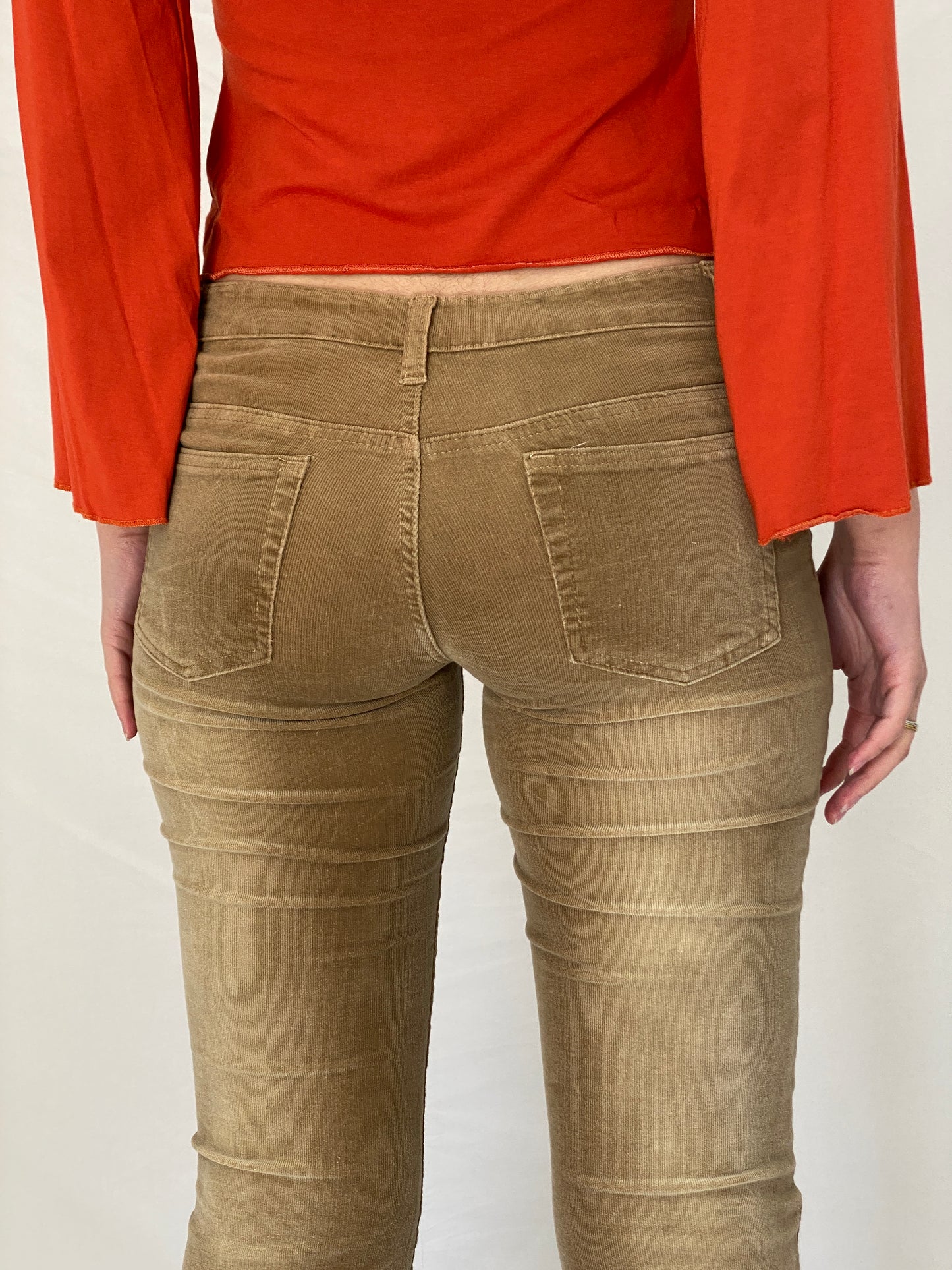 Y2K No Body Classic Fashion Brown Corduroy Jacket & Flared Pants Set with Sequin Trim - M