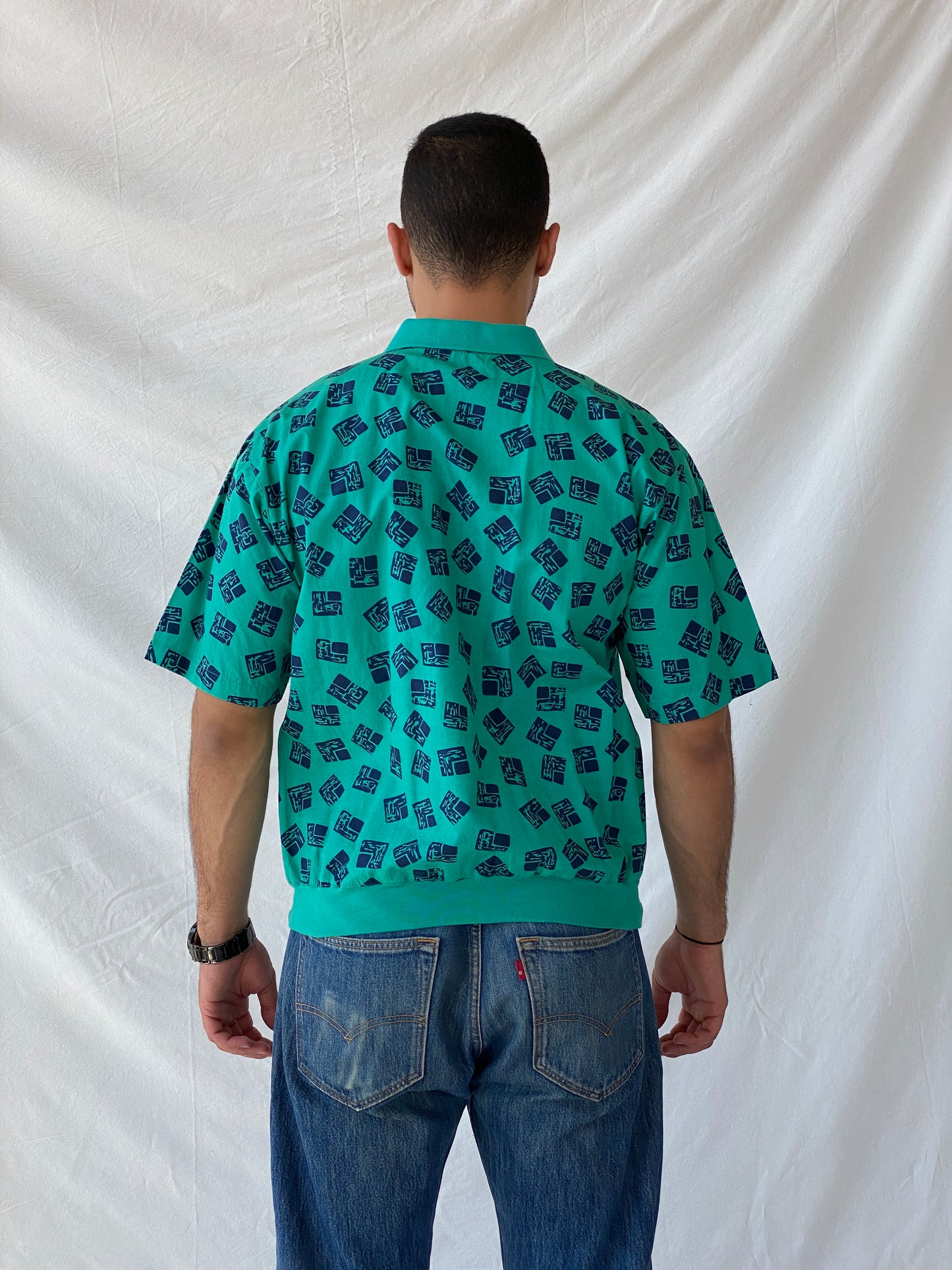 Vintage 90s IMPRINTS Mens Green Oversized Short-Sleeve Top - M