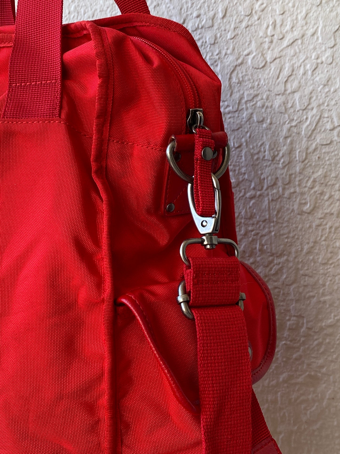 Fossil Red Heavy-Duty Nylon Laptop Messenger Hand-Crafted Work Bag