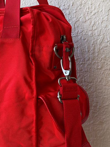 Fossil Red Heavy-Duty Nylon Laptop Messenger Hand-Crafted Work Bag