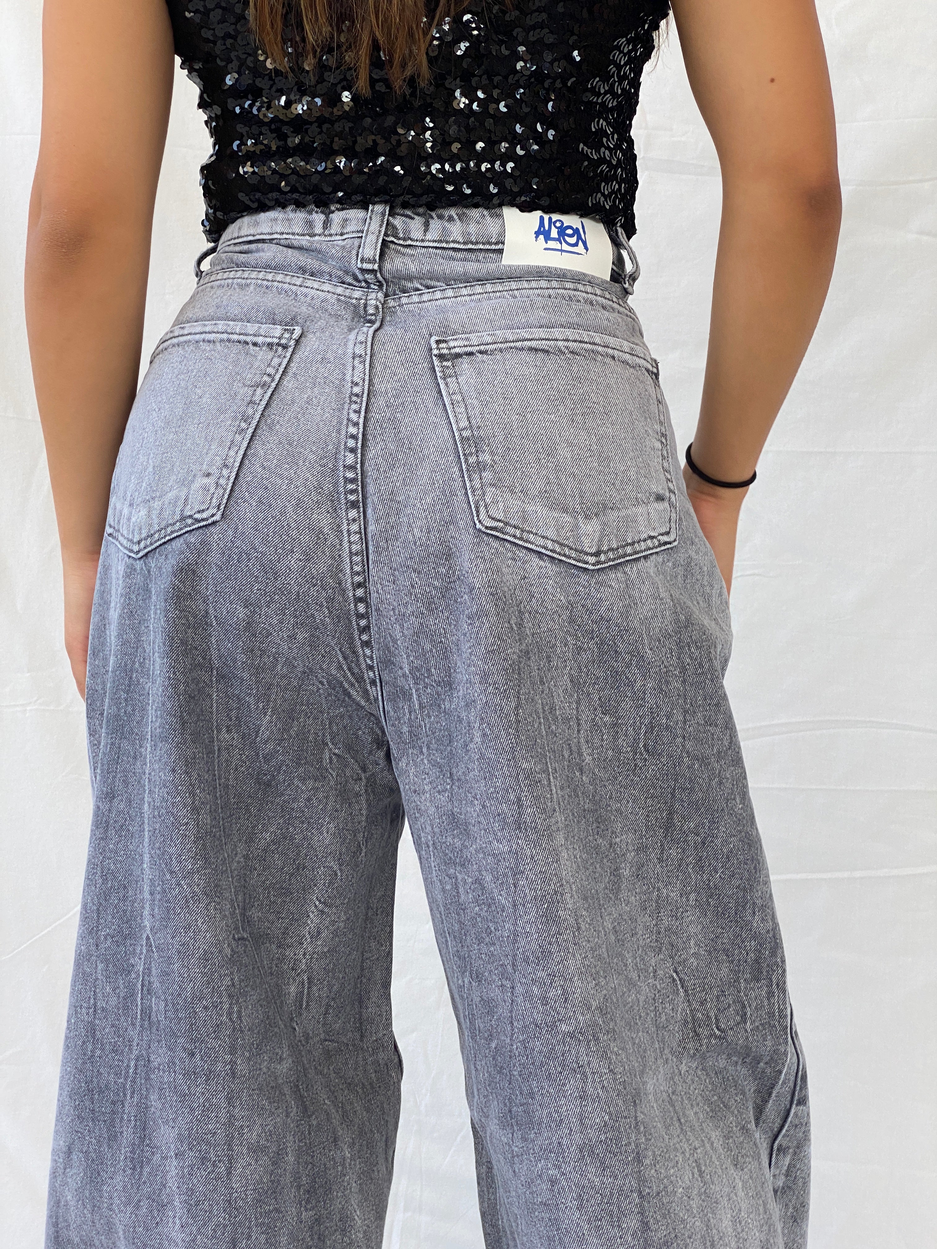 بنطلون جينز رمادي واسع الساق من NWT Alien Streetwear - 36EUR