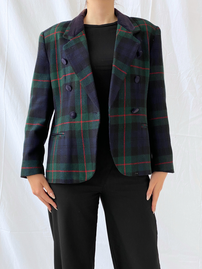 Vintage Norton McNaughton Petites Wool Blend Plaid Women’s Blazer - L