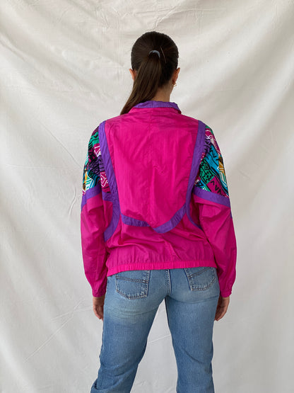 Vintage 90s Healthy Attitude Pink Windbreaker Jacket - M