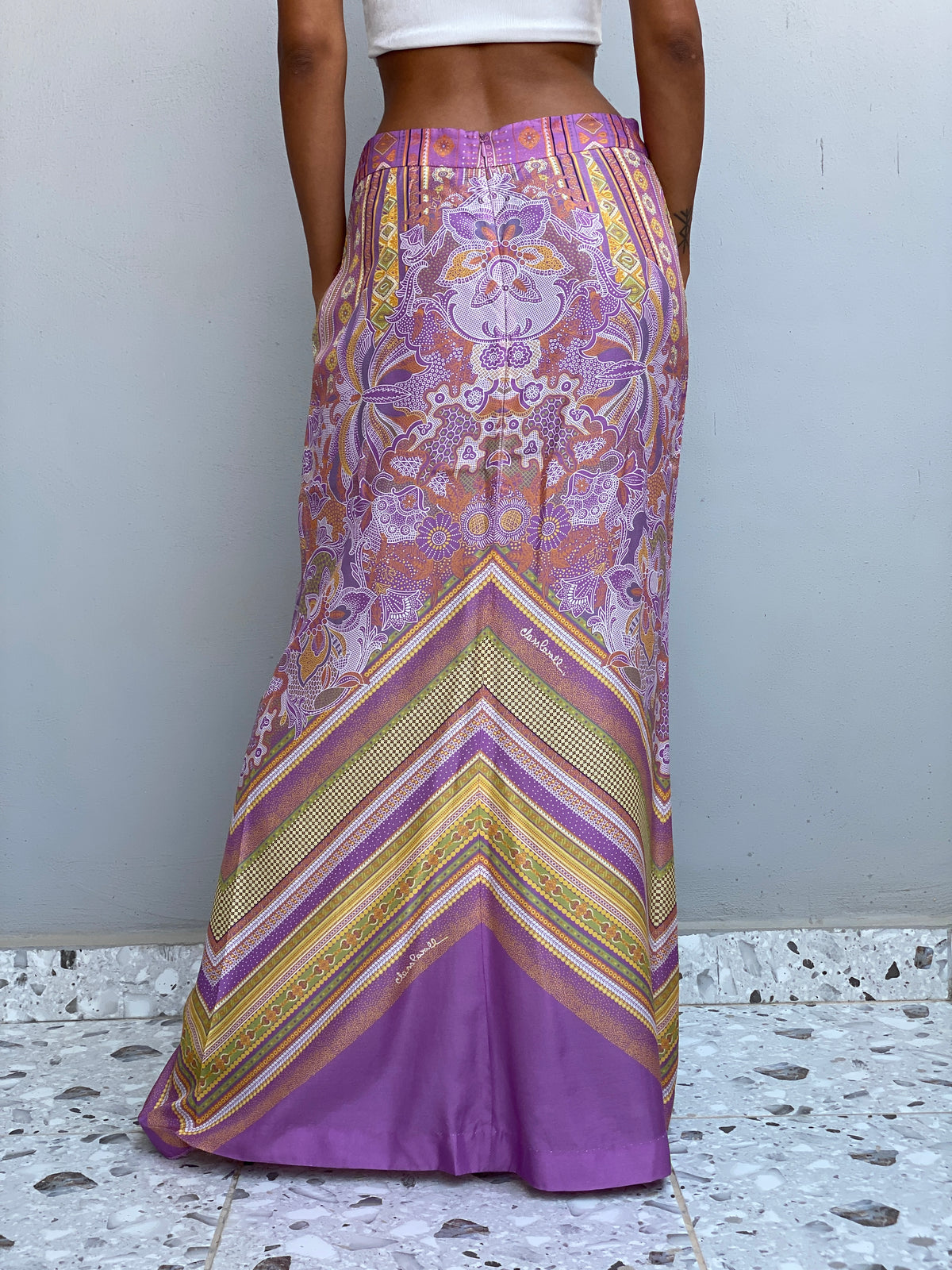Vintage Y2K Class Roberto Cavalli Purple Paisley Print Maxi Skirt - M Vintage Y2K Class Roberto Cavalli Purple Paisley Print Maxi Skirt - M