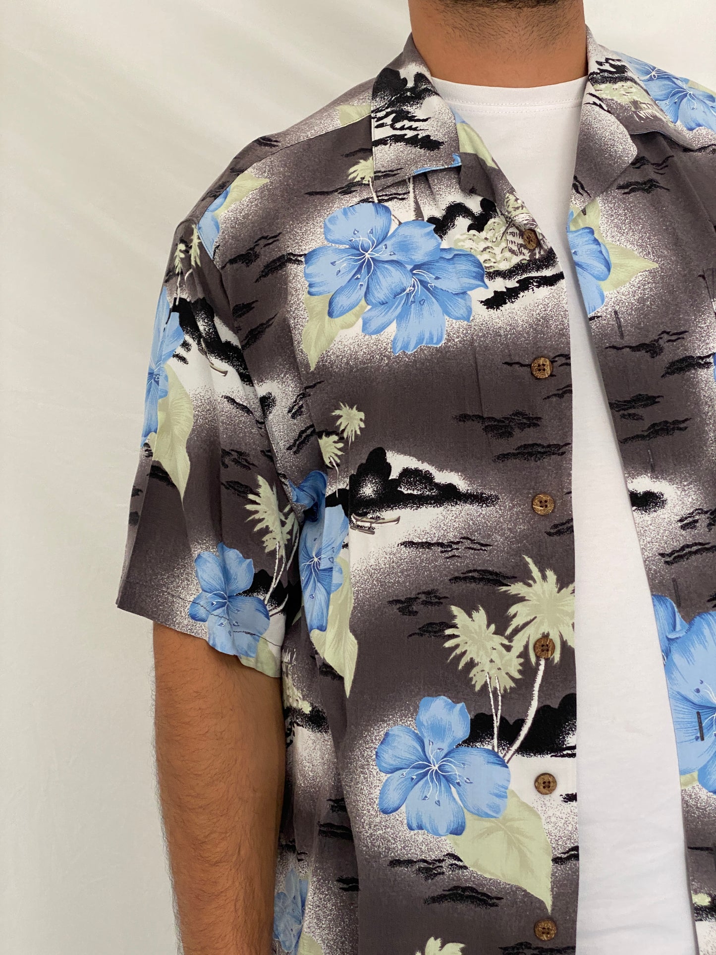 Vintage Original Island Sport Rayon Tropical Floral Camp Shirt – L