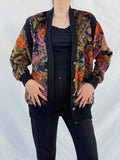 Vintage 90s Velvet Floral Tapestry Bomber Jacket - L