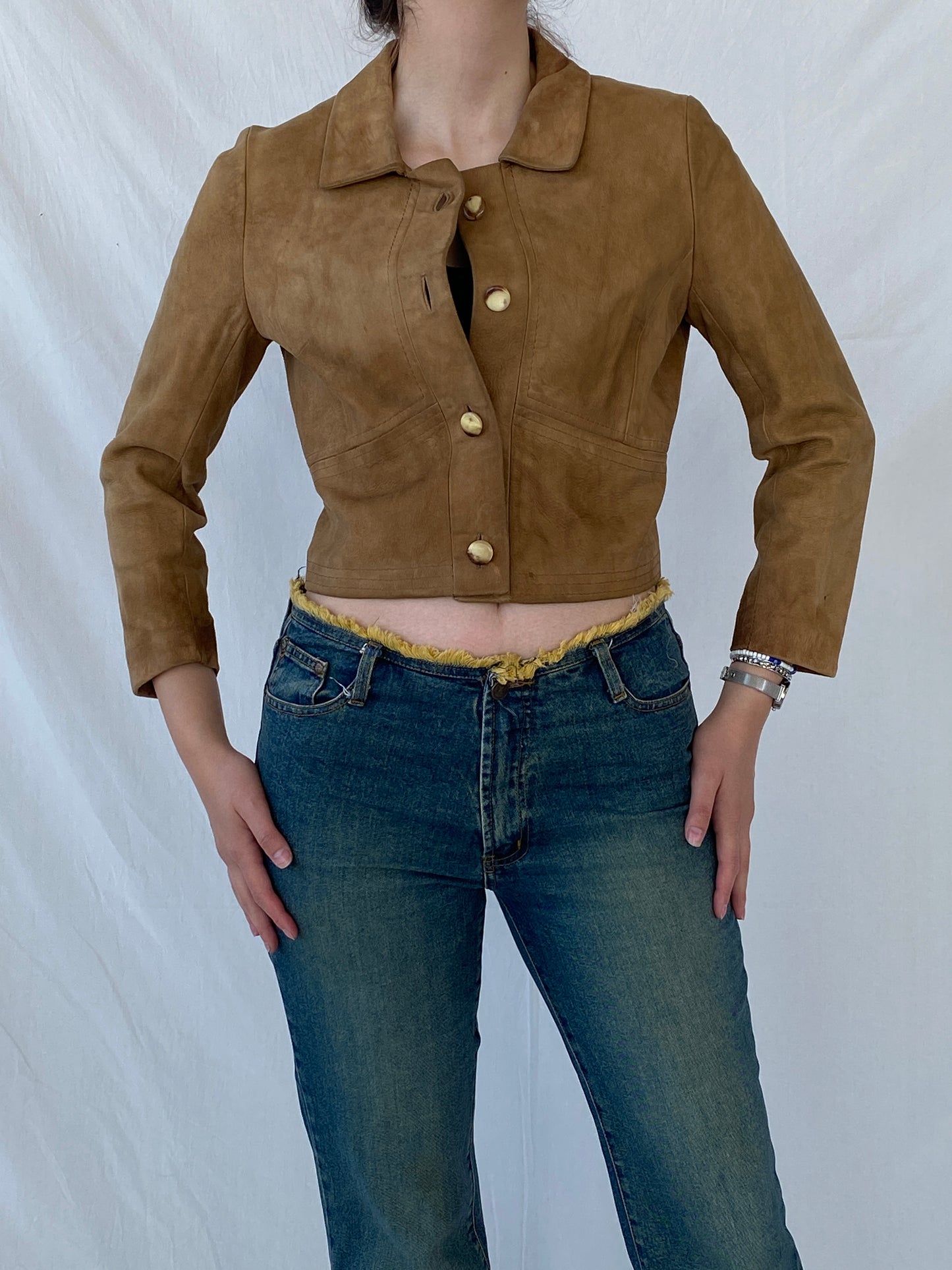 Vintage Gnädig Sportmoden Tan Cropped Genuine Suede Jacket - S