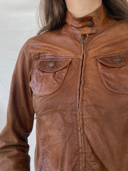 00s Next Genuine Leather Brown Jacket - S