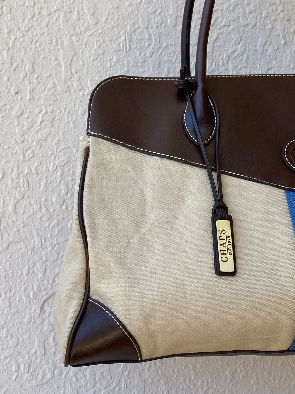 Y2K Chaps By Ralph Lauren Shoulder Bag Canvas & Vegan Leather Purse