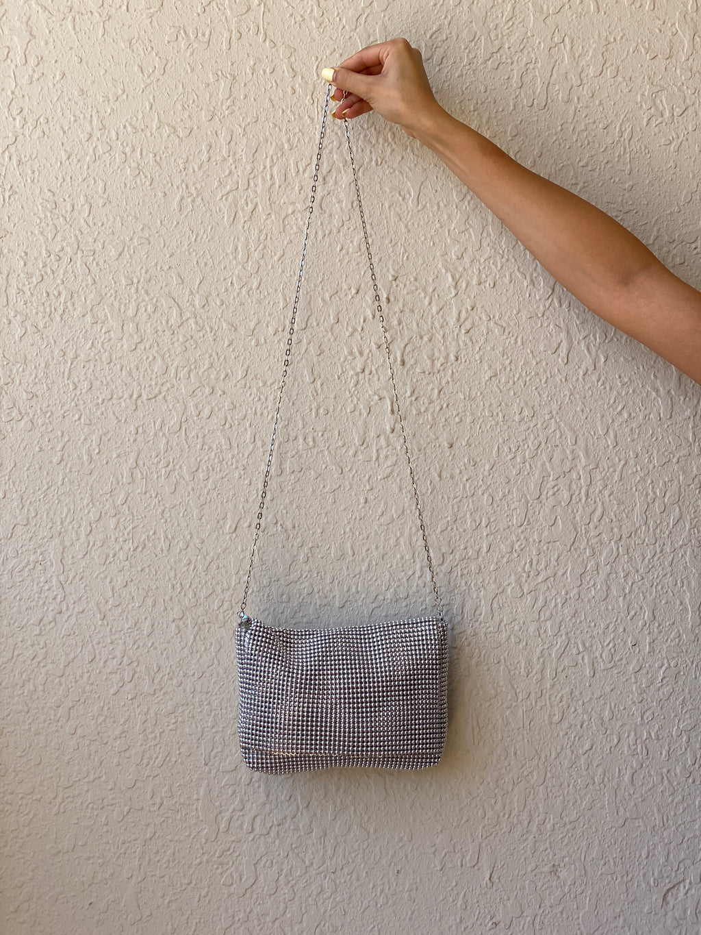 Vintage La Regale Silver Mesh Evening Bag with Chain Strap – Y2K Glam