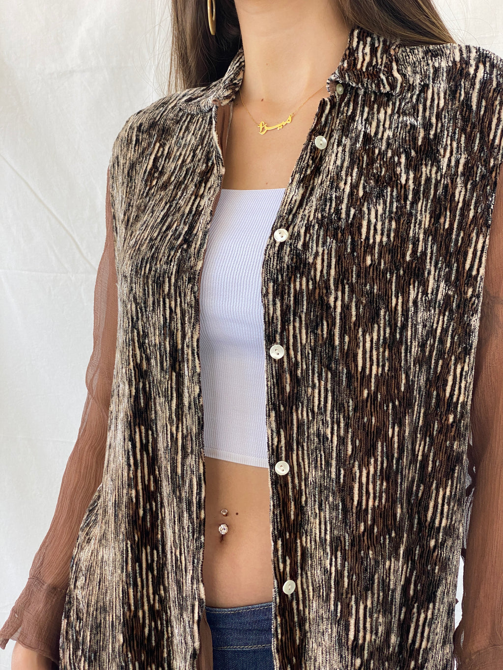 Rare Vintage 90s Le Garage Semi Sheer Silk Shirt - S