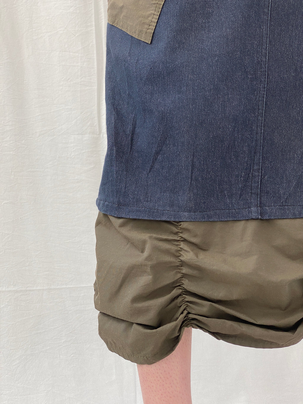 Vintage JDF Paris Archival Ruched Trim Utility Maxi Denim Skirt  - S