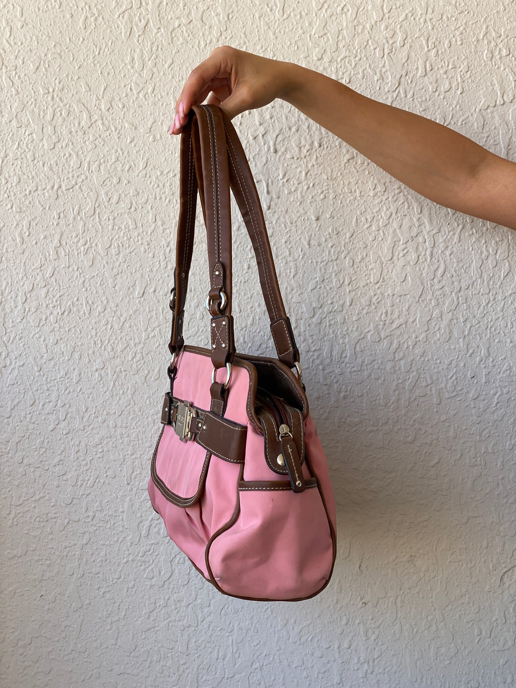 Chaps Pink Brown Shoulder Bag