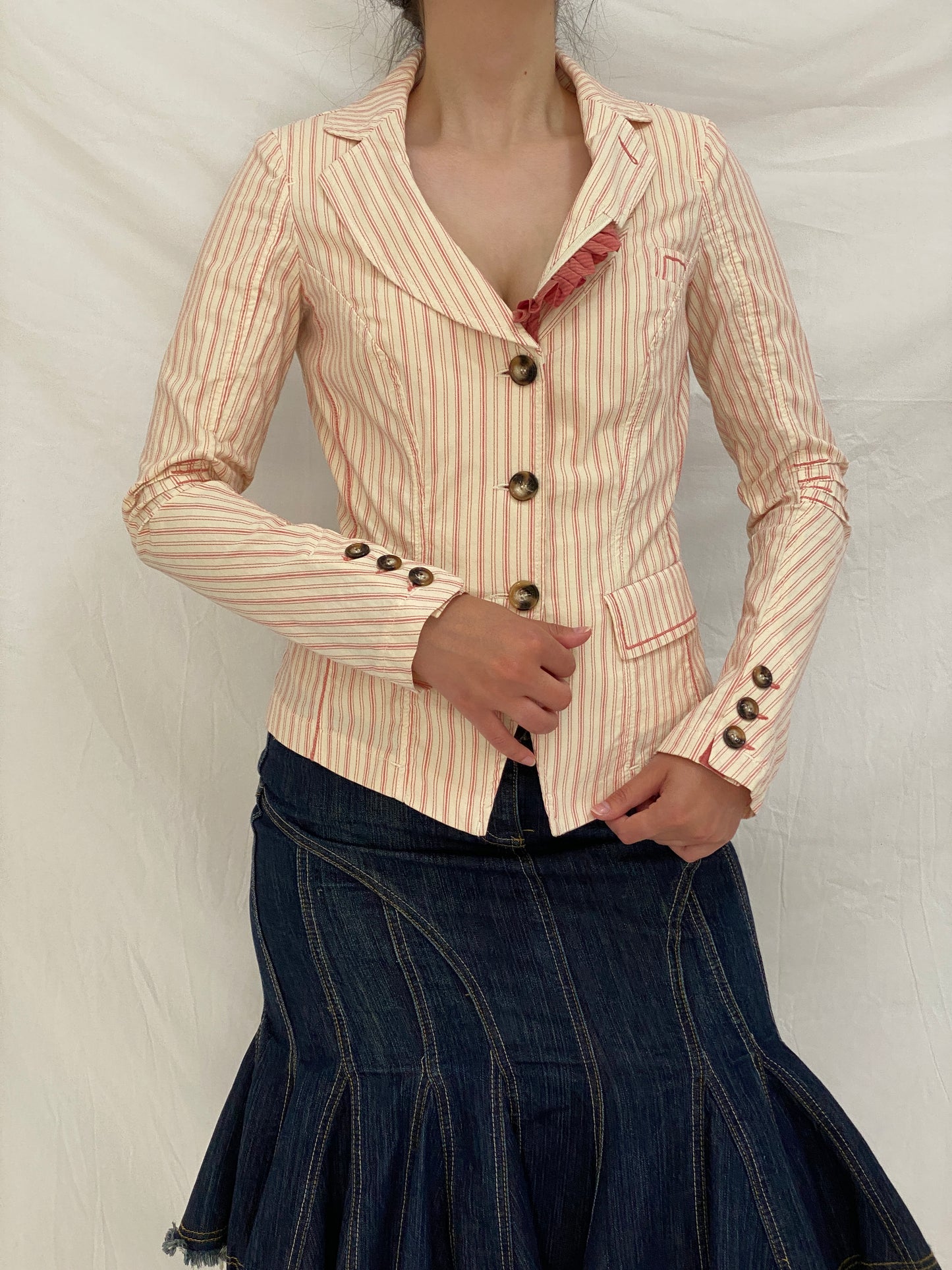 Vintage Tarmanuda by Grazia Pi Pink Striped Tailored Blazer – S