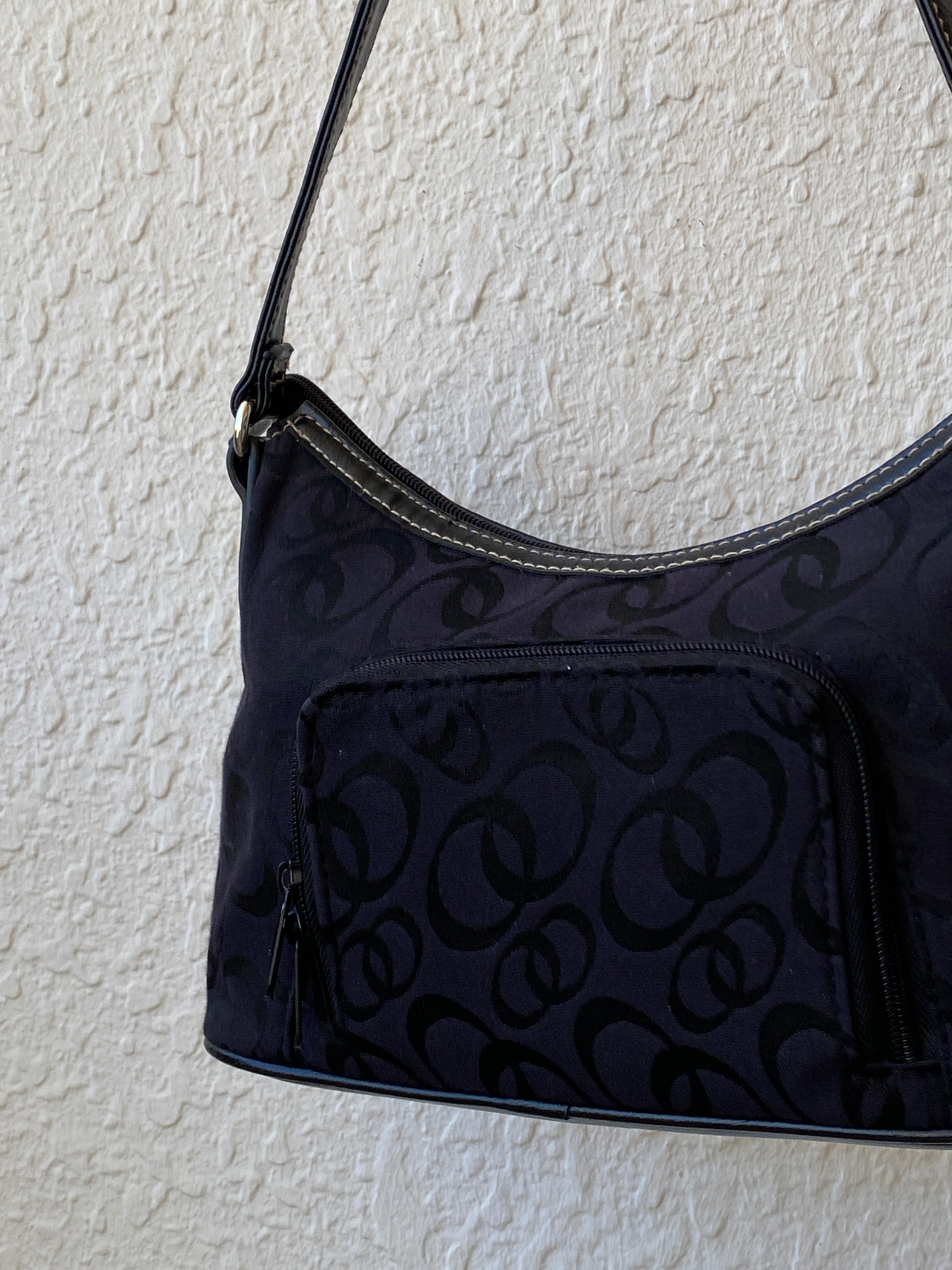 Vintage Y2K Black Patchwork Monogram Women’s Shoulder Bag