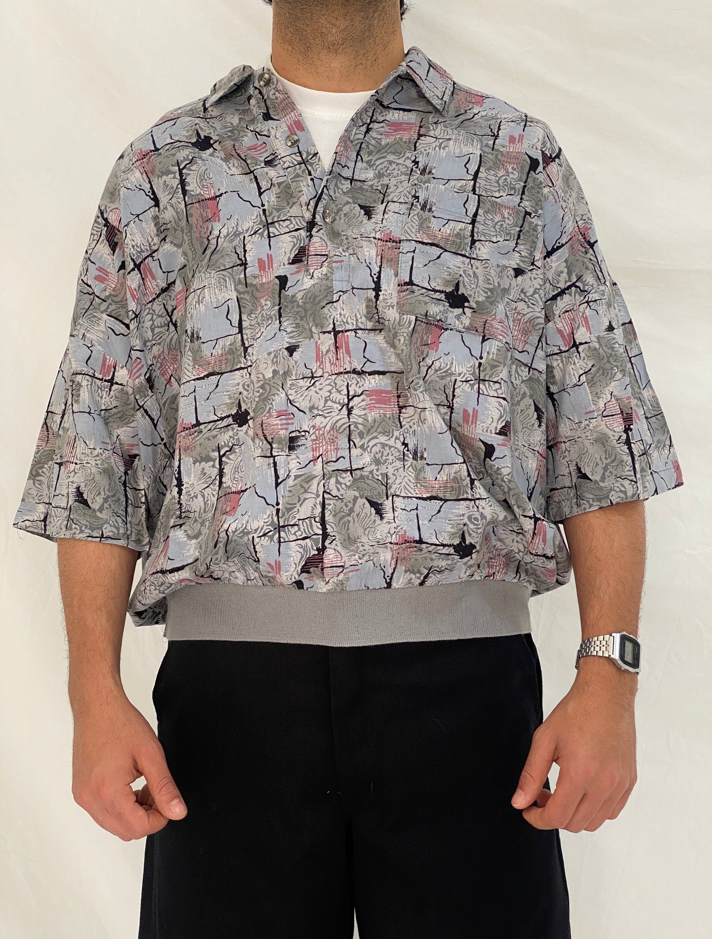 Vintage 90s Triumph of California Abstract Print Button-Up Shirt – XL