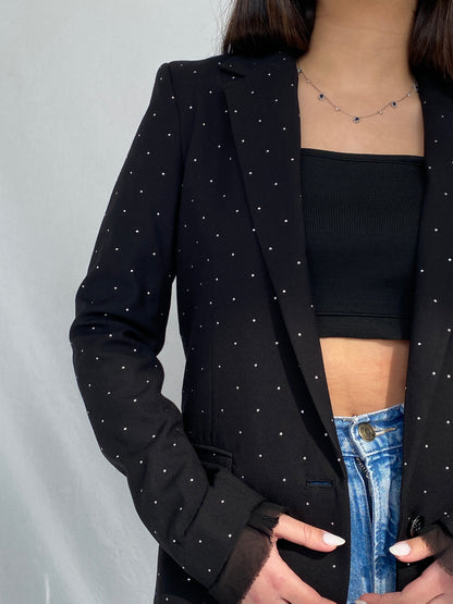 Diesel Embellished Silver Polka Dots Women’s Relaxed Work Blazer - XS