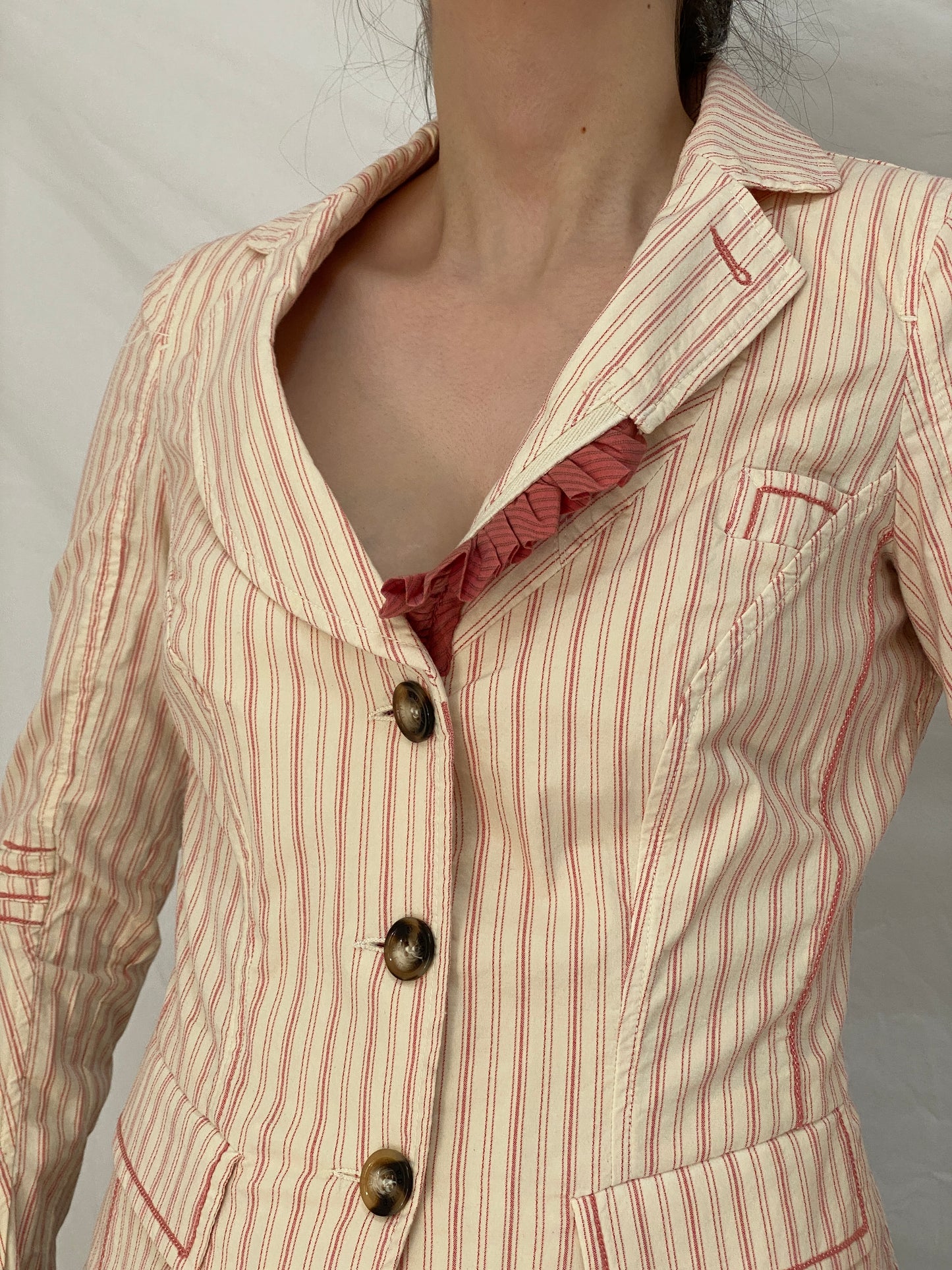 Vintage Tarmanuda by Grazia Pi Pink Striped Tailored Blazer – S