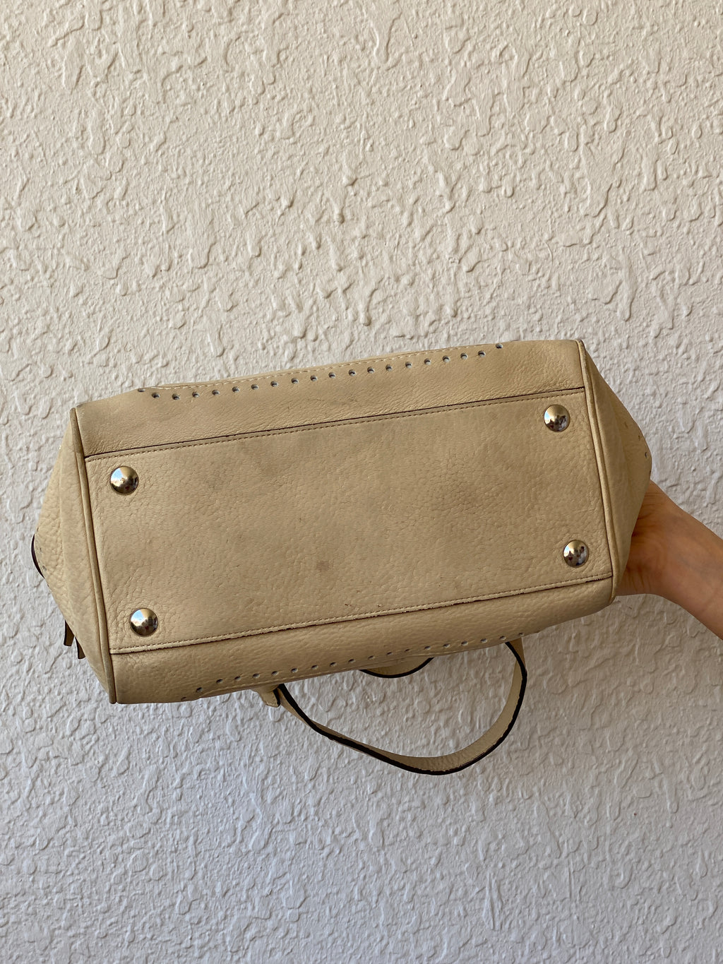 Authentic Coach Hampton Satchel Cream Leather Shoulder Bag