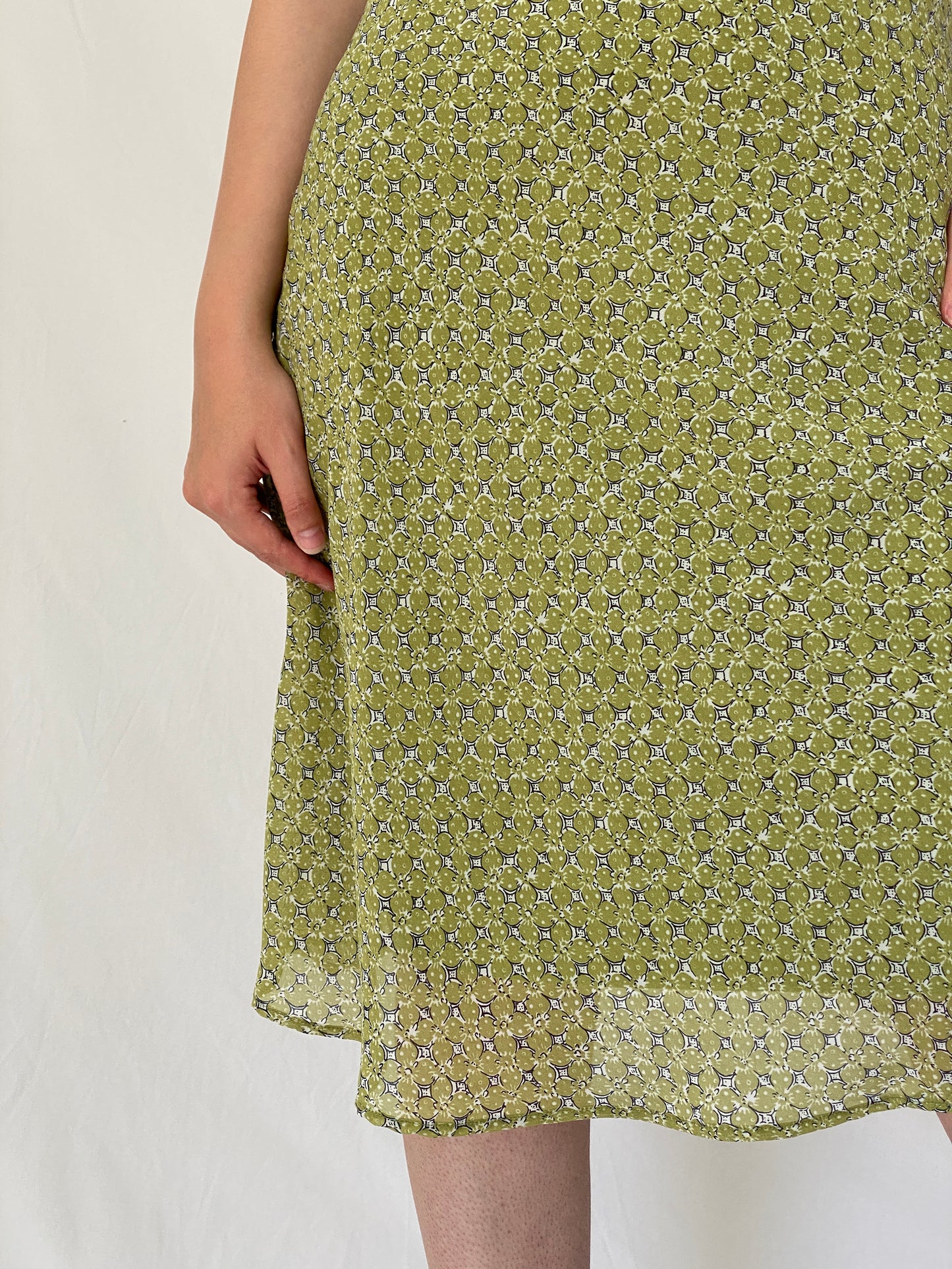 Y2K Vero Moda Olive Green Paisley Floral Beaded Midi Dress – M