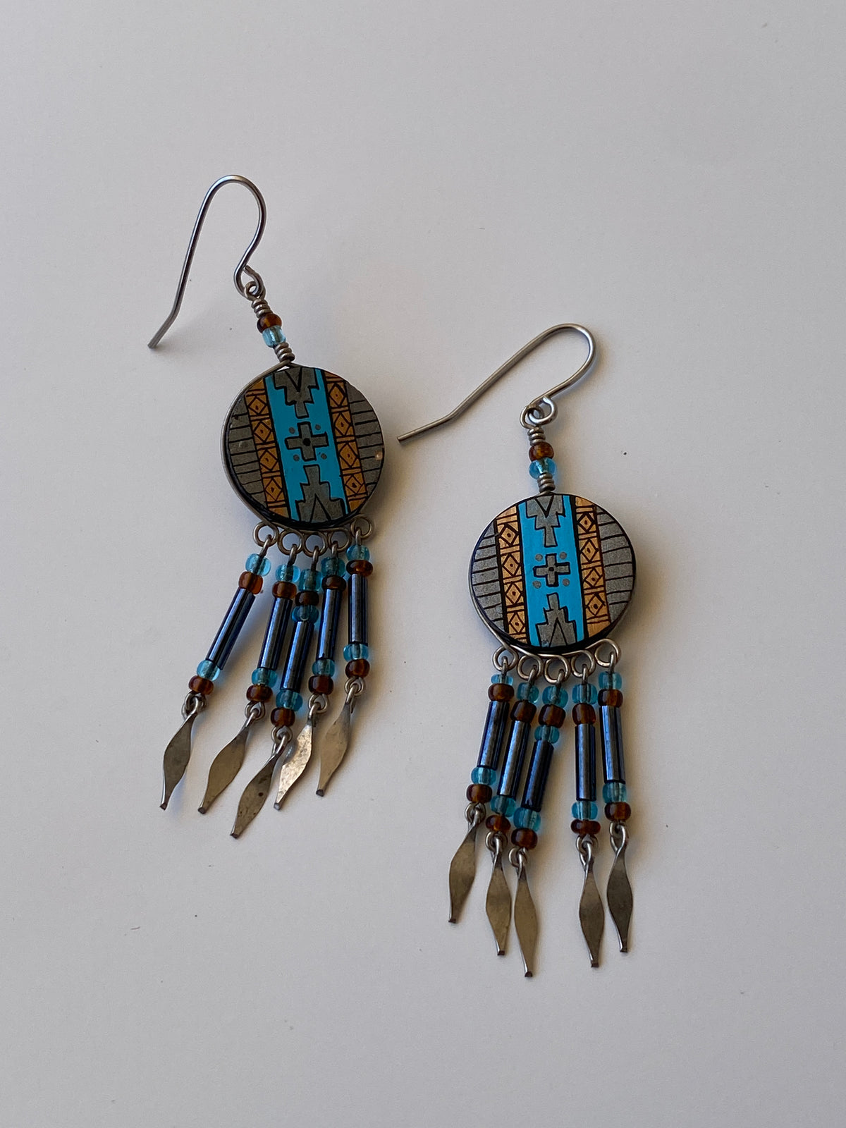 Vintage Southwestern Inspired Beaded Dangle Fringe Earrings Vintage Southwestern Inspired Beaded Dangle Fringe Earrings