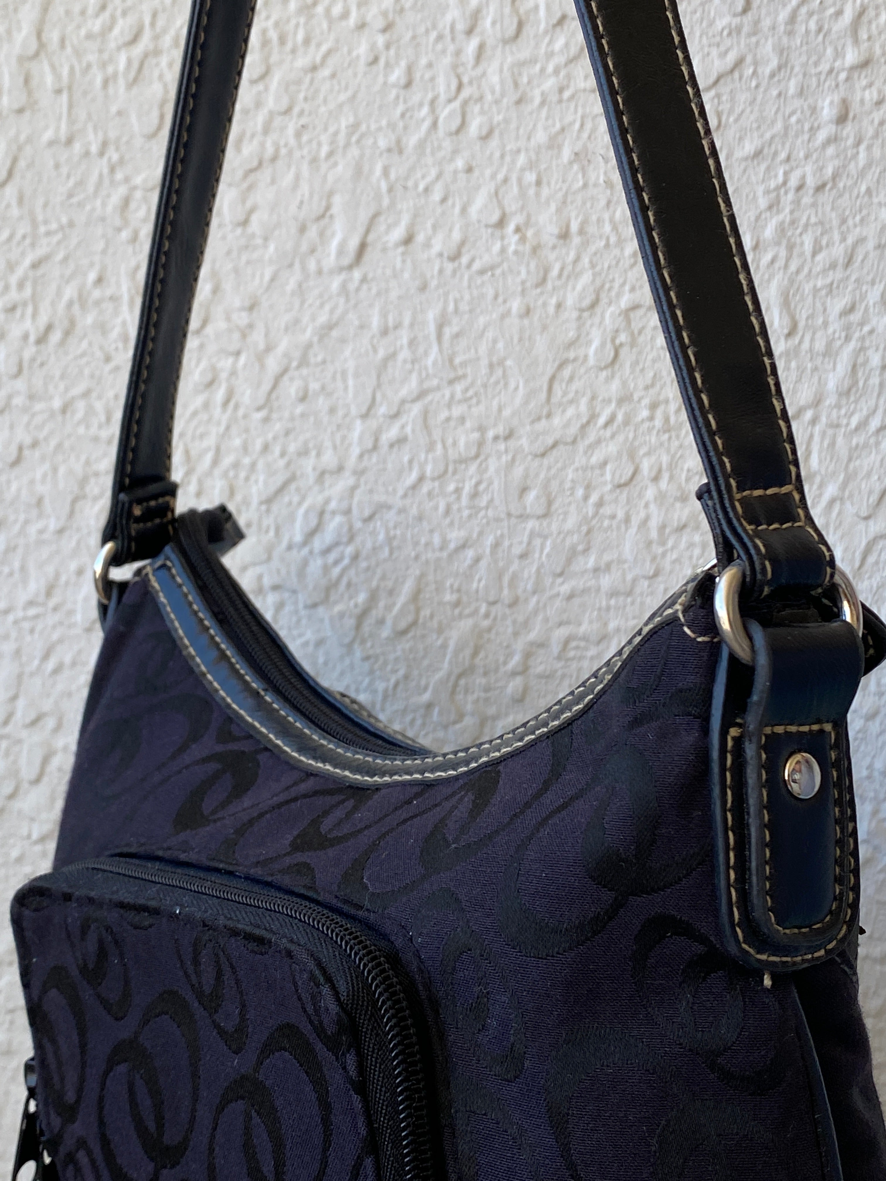 Vintage Y2K Black Patchwork Monogram Women’s Shoulder Bag