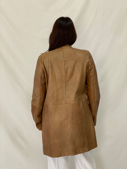 MALIPARMI Italy Reversible Coat Genuine Lambskin Leather & Cotton Designer Jacket - L