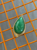 Vintage Sarah Coventry 1976 Signed Gold Emerald Green Teardrop Drop Pendant Charm