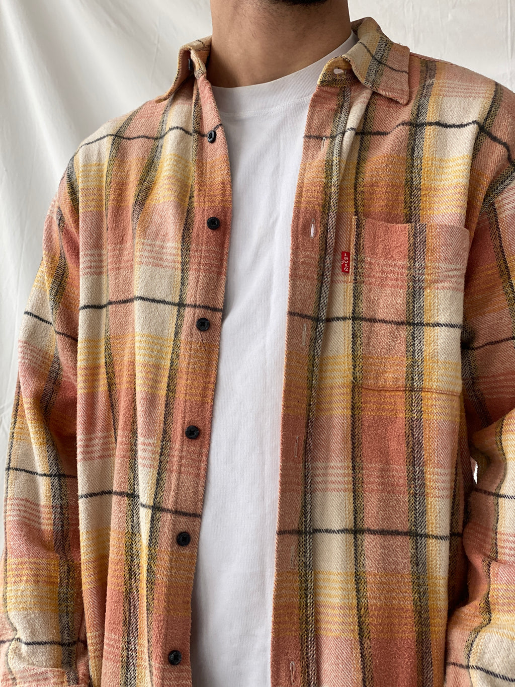 Levi’s Men’s Orange Shacket Plaid Heavy Long Sleeve Cotton Shirt - L