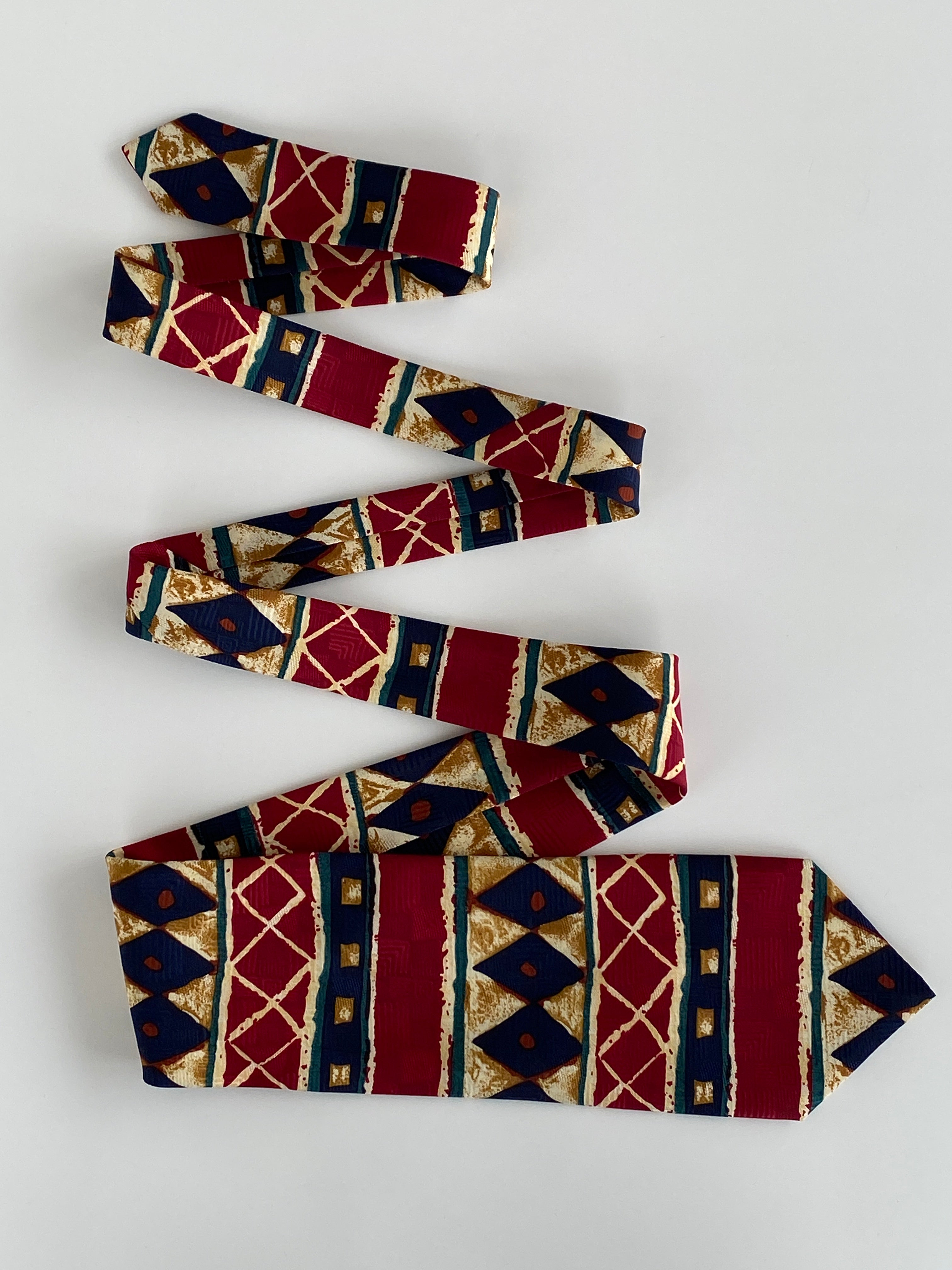 Vintage Burton Menswear Men’s Red Tribal Print Tie