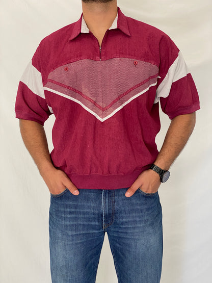 Vintage Alexxus Exclusive Burgundy Quarter Zip Polo Top Knit – L