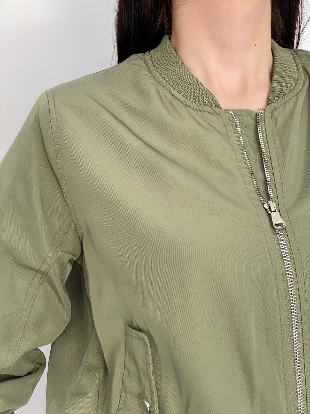 Y2K FB Sister Olive Green MA-1 Bomber Jacket - L