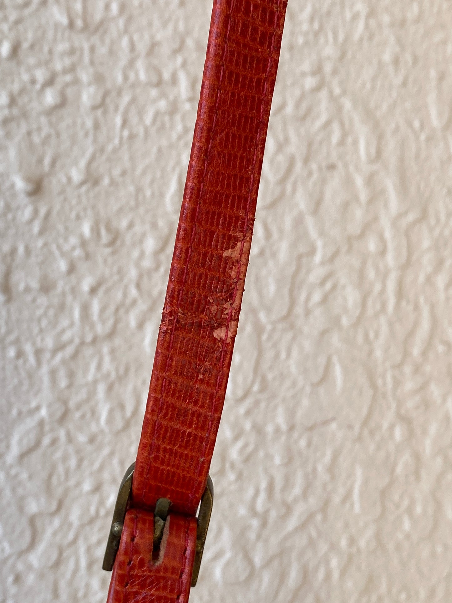 Vintage 80s Funbag Red Embossed Leather Structured Crossbody Bag