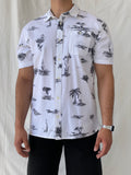 Vans Dive Bomber White Black Hawaiian Button Down Half Sleeve Men’s Classic Fit Shirt - L