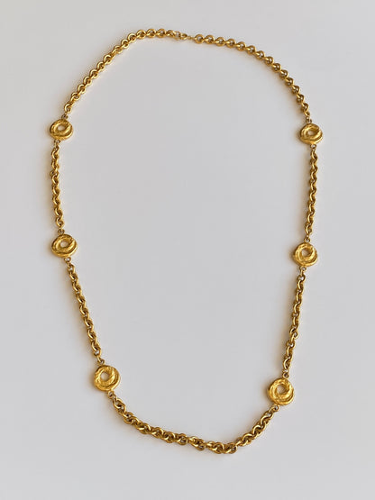 Vintage Gold-Tone Textured Link Long Necklace – Convertible Chain Belt