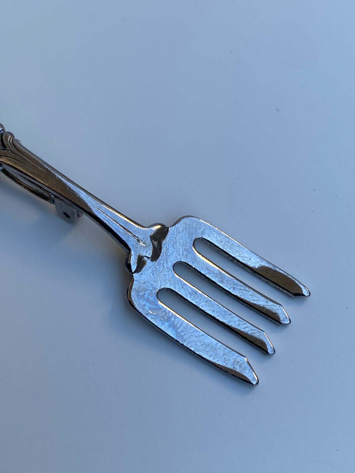 Vintage Silver Tone Fork Brooch Figural Cutlery Lapel Pin Vintage Silver Tone Fork Brooch Figural Cutlery Lapel Pin