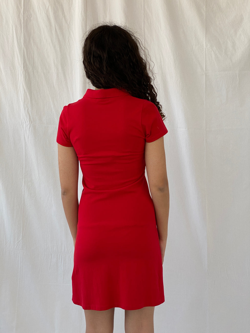 Ralph Lauren Polo Assn Red Midi Half Sleeve Tennis Cotton Dress - S