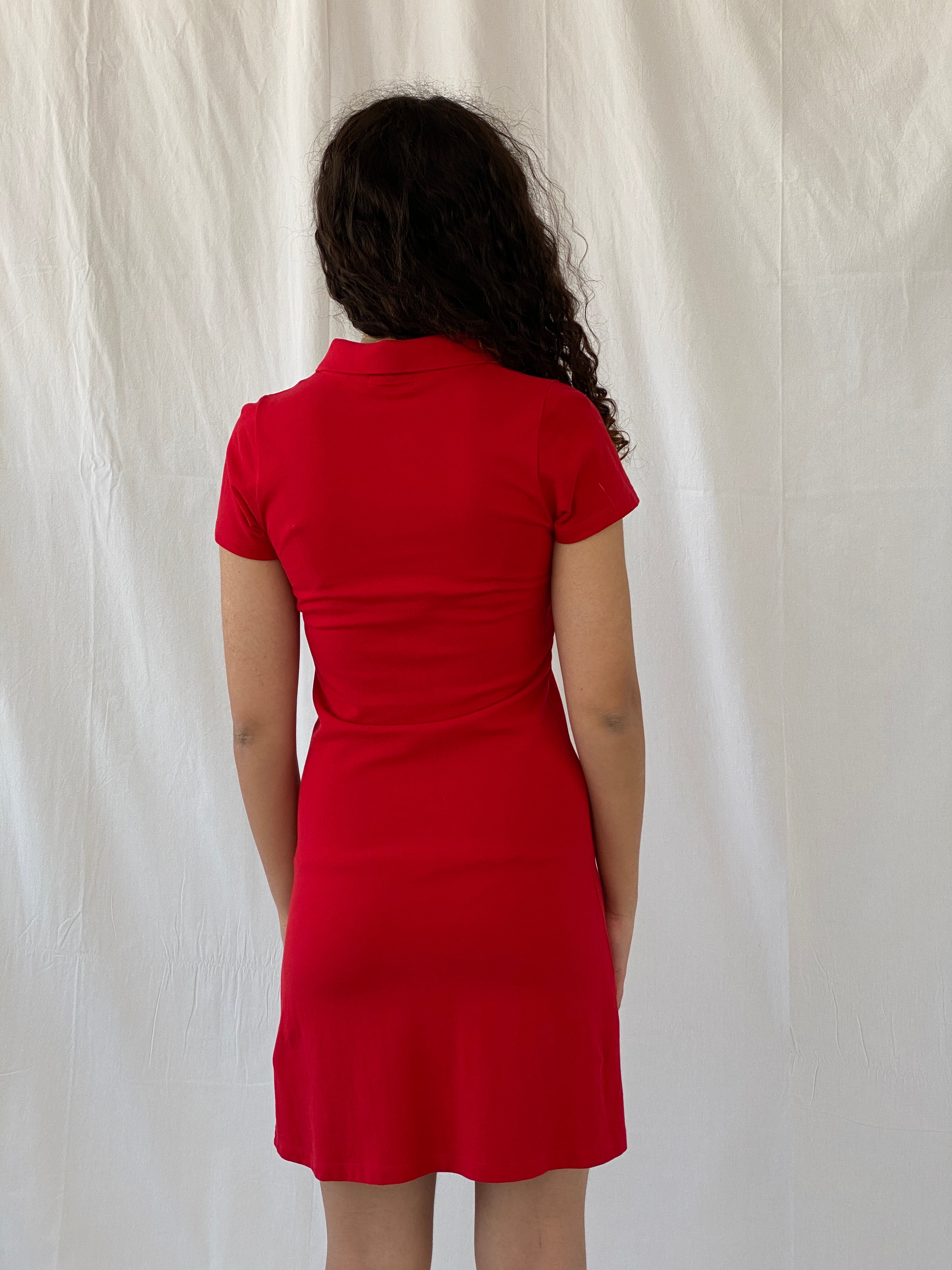 Ralph Lauren Polo Assn Red Midi Half Sleeve Tennis Cotton Dress - S