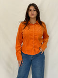 Liz Claiborne Orange Corduroy Lightweight Full Sleeve Shirt - M