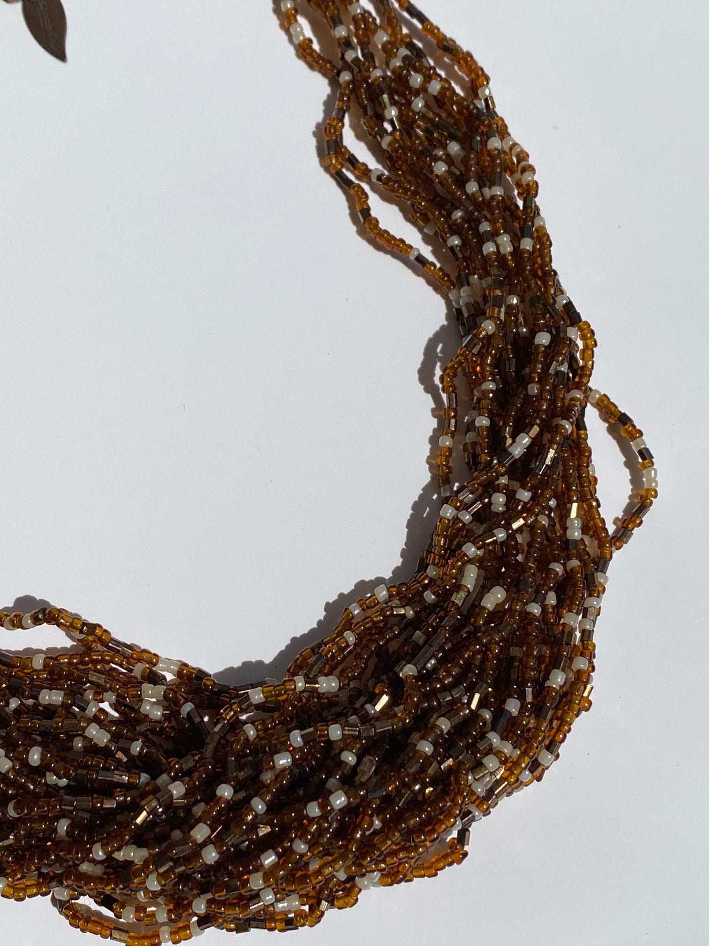 Vintage Coldwater Creek Amber Brown Multi-Strand Seed Bead Necklace