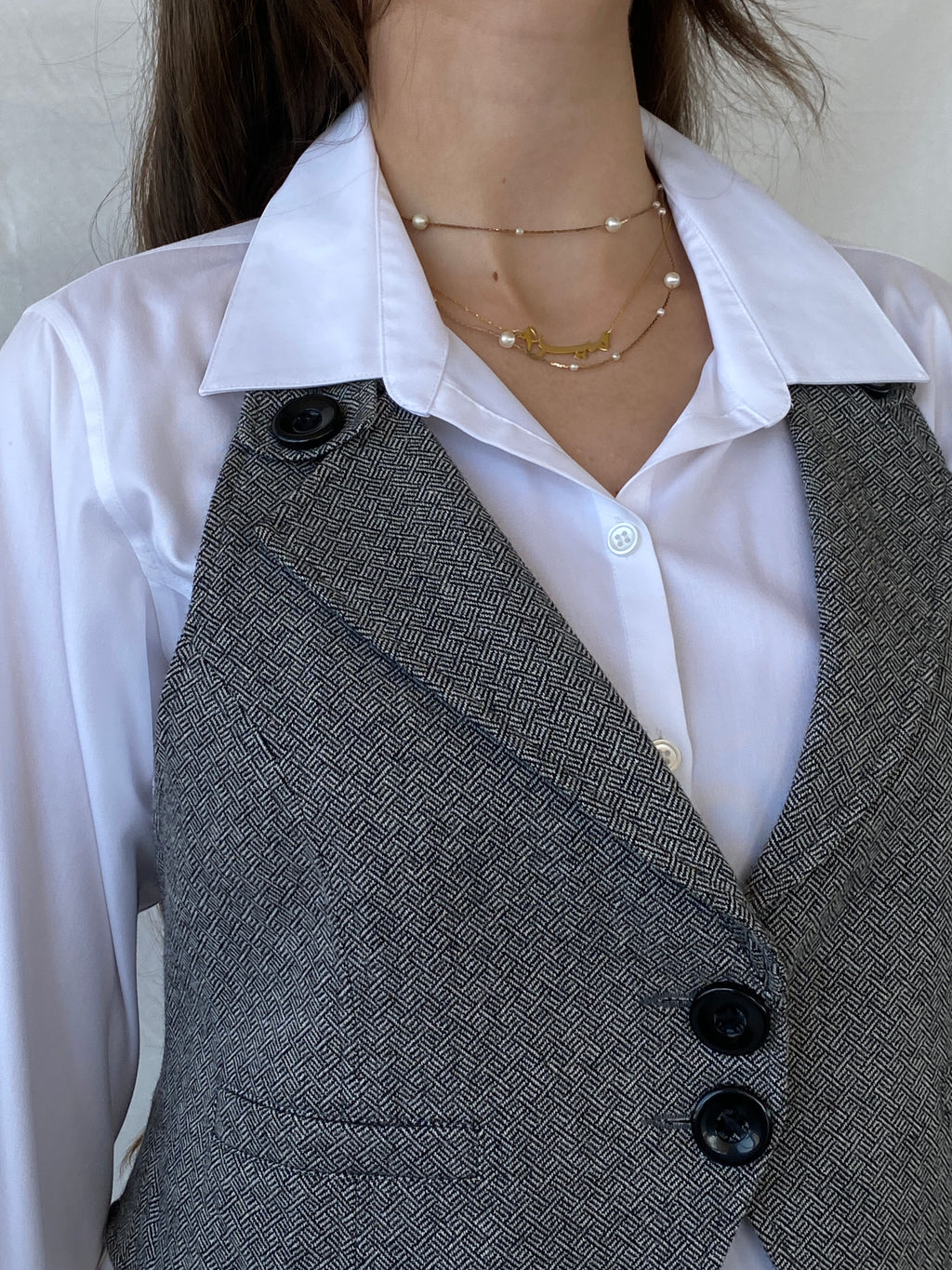 Y2K Broadway NYC Fashion Wool Gray Button Up Cropped Vest - XL