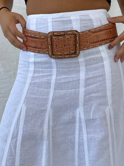 Vintage Didi Adds Flavour Faux Alligator Leather Brown Belt - S