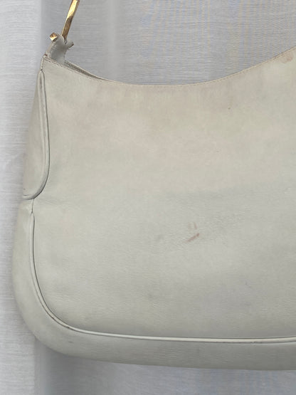 Vintage Salvatore Ferragamo White Leather Purse Gold Handle Shoulder Bag