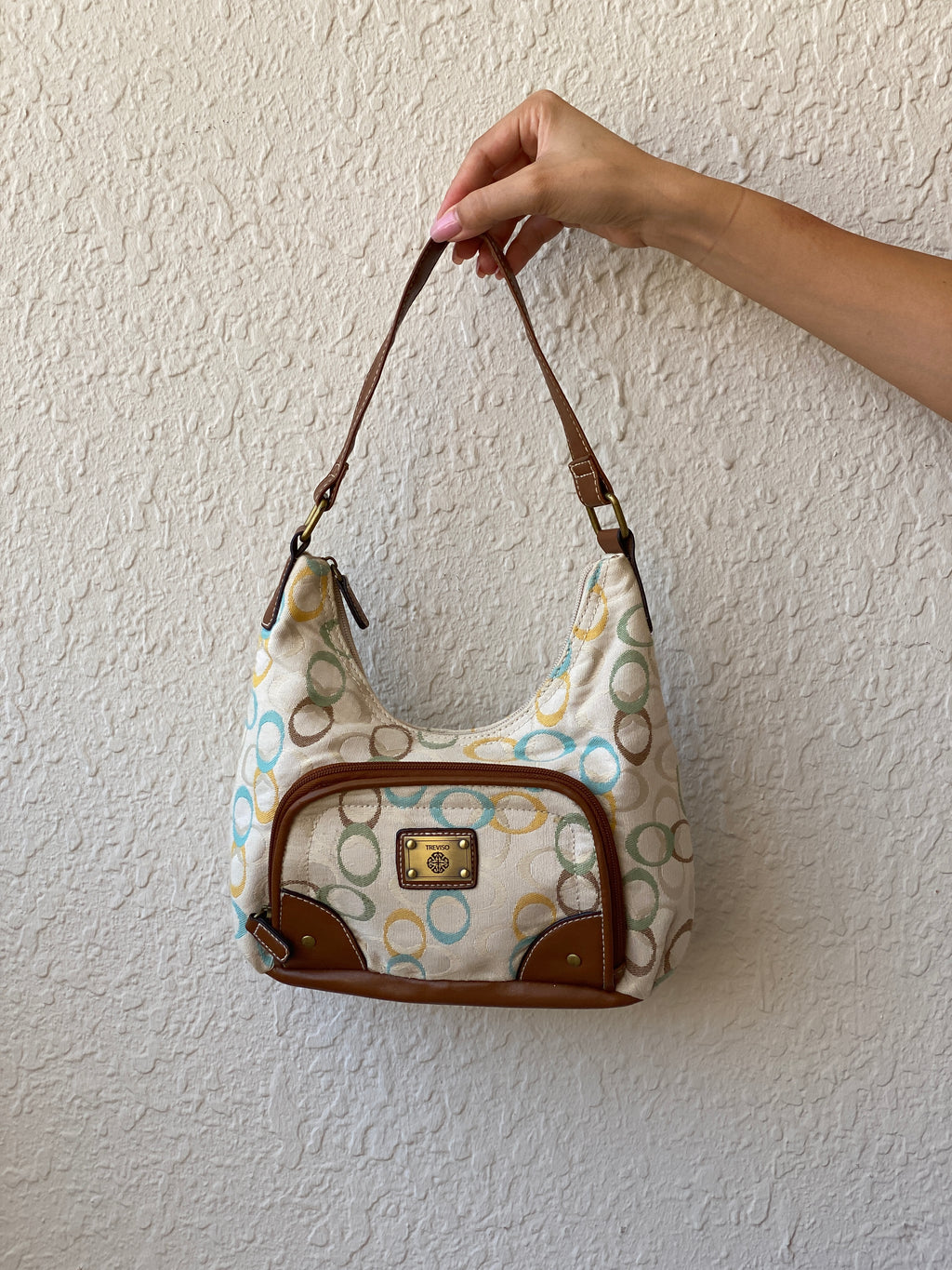 Cutest Treviso Tan Monogram Small Brown Strap Women’s Shoulder Bag